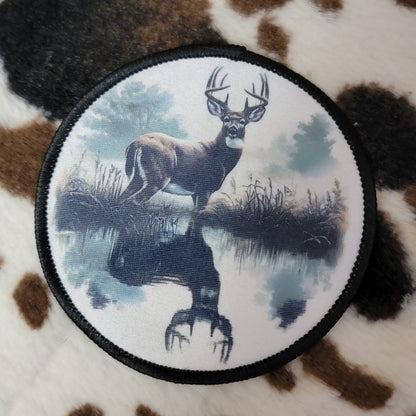 Deer Western Round Hat Patch