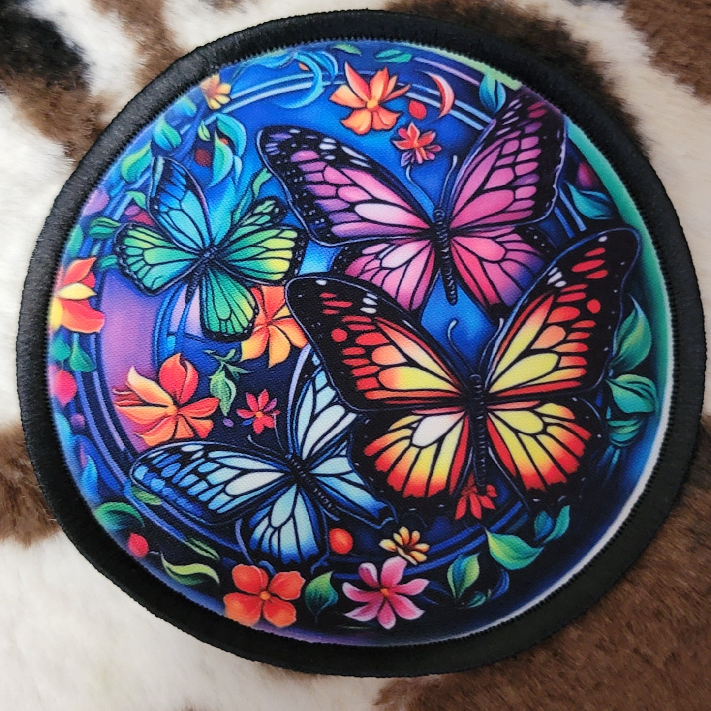 Butterfly Floral Round Hat Patch