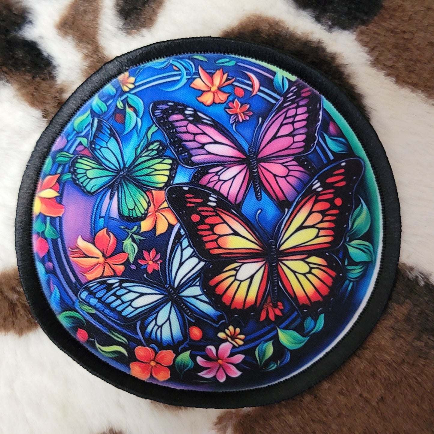 Butterfly Floral Round Hat Patch