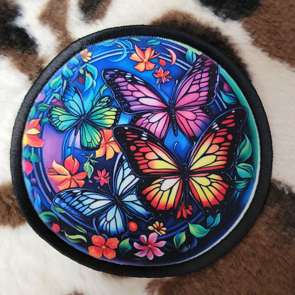 Butterfly Floral Round Hat Patch