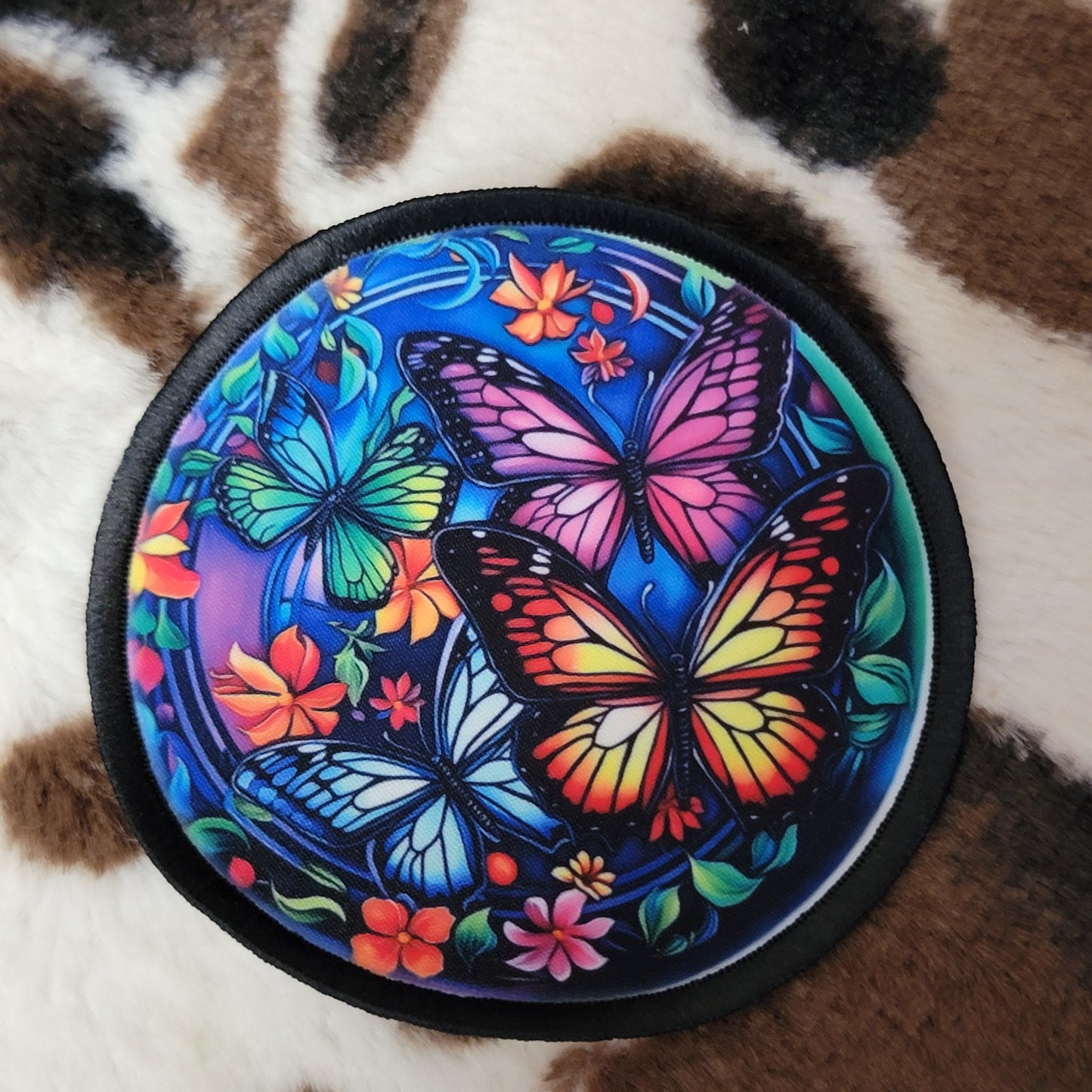 Butterfly Floral Round Hat Patch