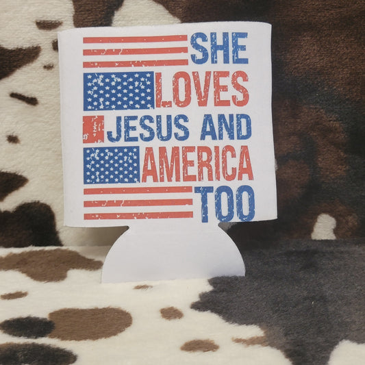 America Flag Custom Can Cooler Koozie Insulated Drink Sleeve Drink Holder