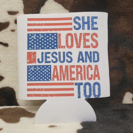 America Flag Custom Can Cooler Koozie Insulated Drink Sleeve Drink Holder