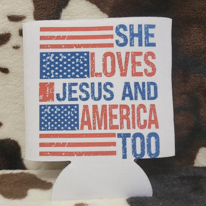 America Flag Custom Can Cooler Koozie Insulated Drink Sleeve Drink Holder