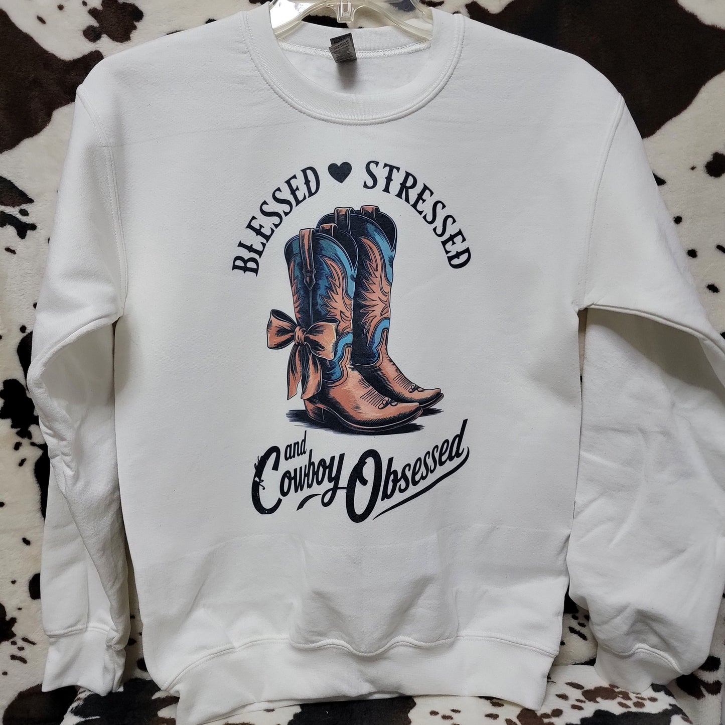 Cowboy Obsessed White Sweatshirt