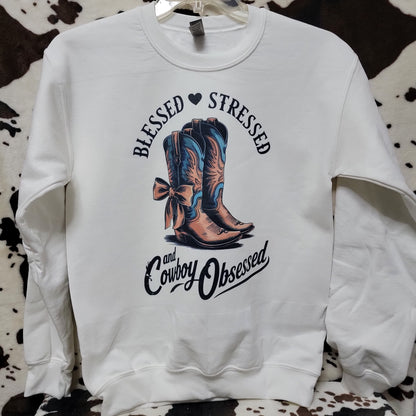 Cowboy Obsessed White Sweatshirt