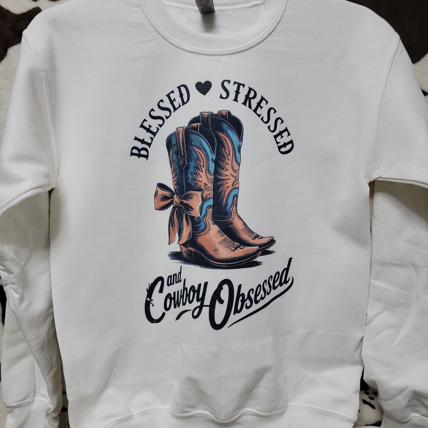 Cowboy Obsessed White Sweatshirt