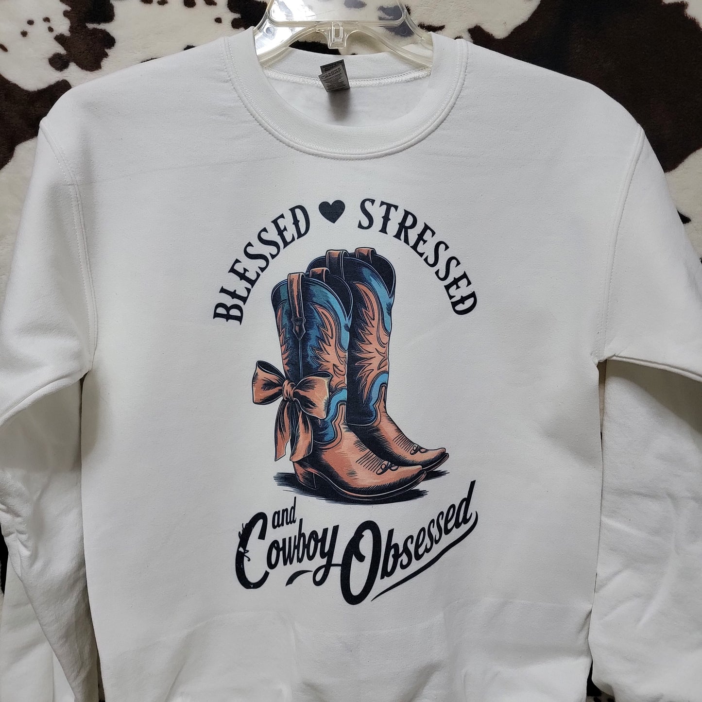 Cowboy Obsessed White Sweatshirt