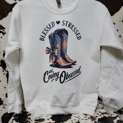 Cowboy Obsessed White Sweatshirt