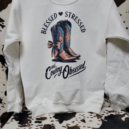 Cowboy Obsessed White Sweatshirt