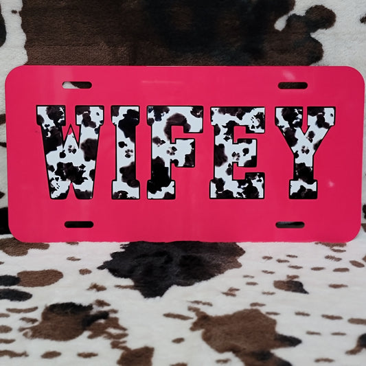 Wifey Cow Print Custom Car Tag License Plate