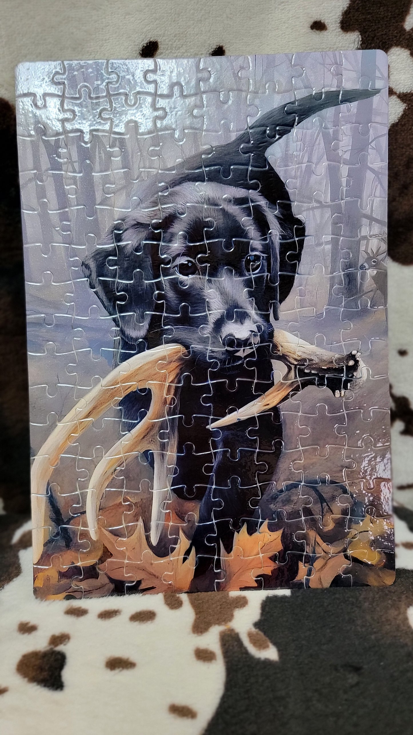 Black Labrador Dog 120-Piece Jigsaw Puzzle Handmade Custom One-of-a-Kind