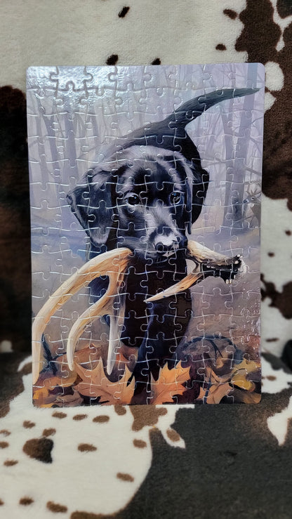 Black Labrador Dog 120-Piece Jigsaw Puzzle Handmade Custom One-of-a-Kind