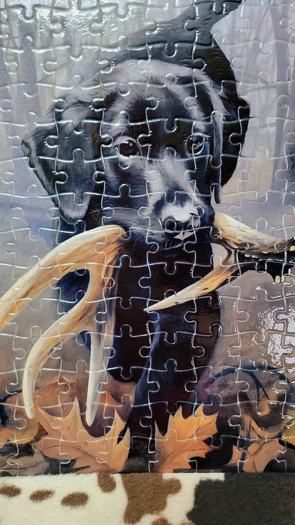 Black Labrador Dog 120-Piece Jigsaw Puzzle Handmade Custom One-of-a-Kind