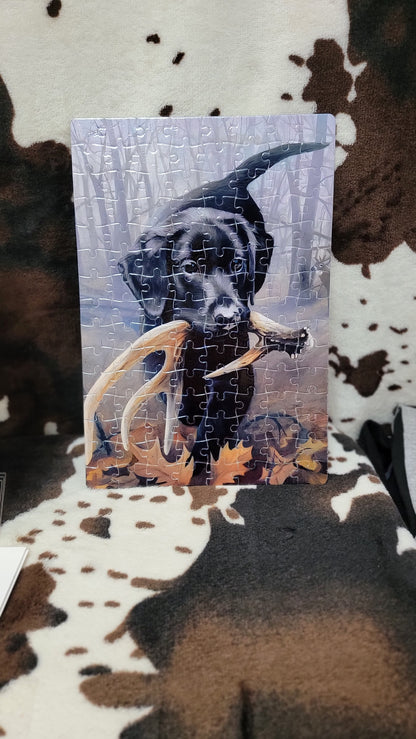 Black Labrador Dog 120-Piece Jigsaw Puzzle Handmade Custom One-of-a-Kind