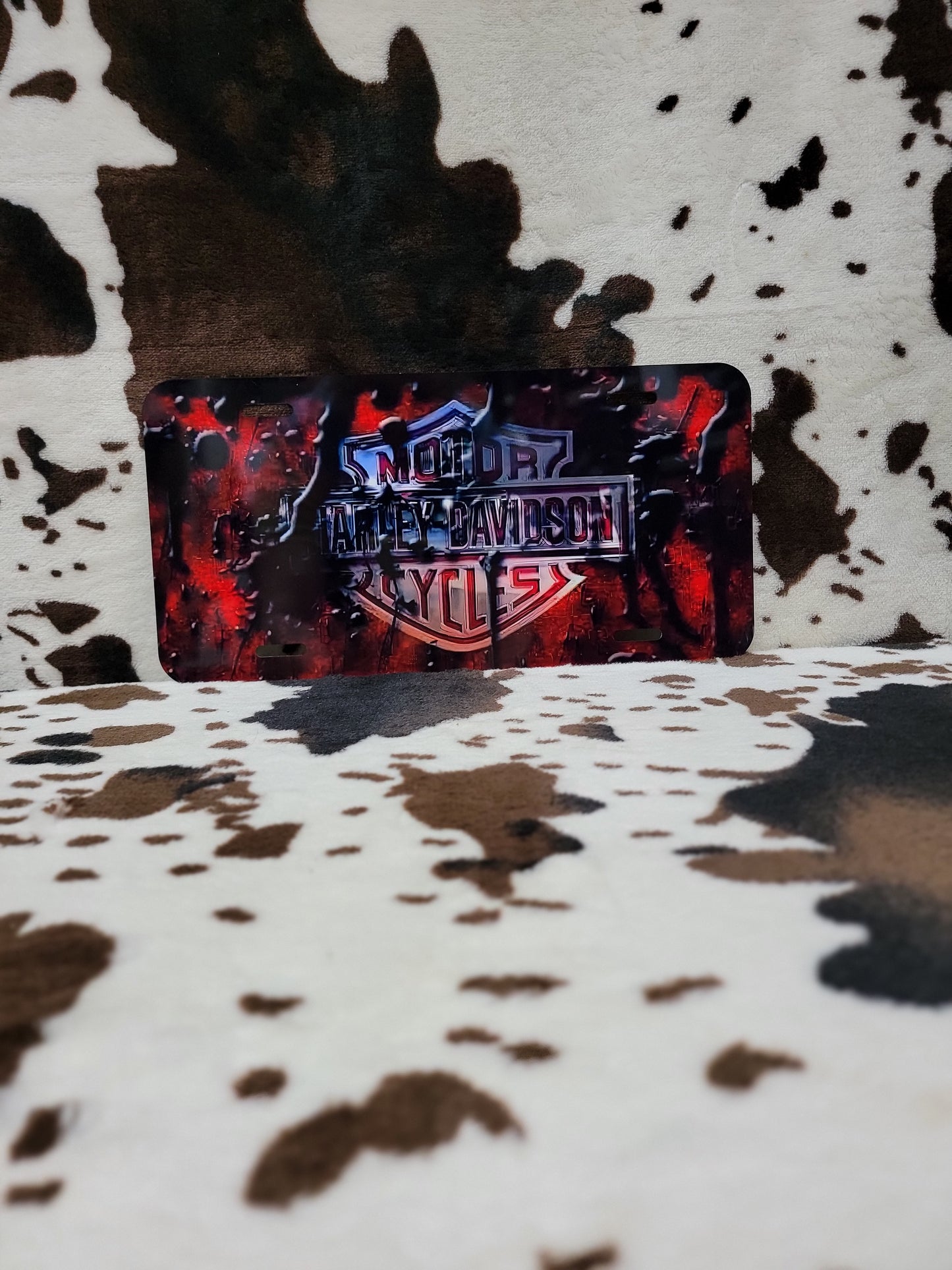 Harley Red Custom Handmade Car Tag License Plate