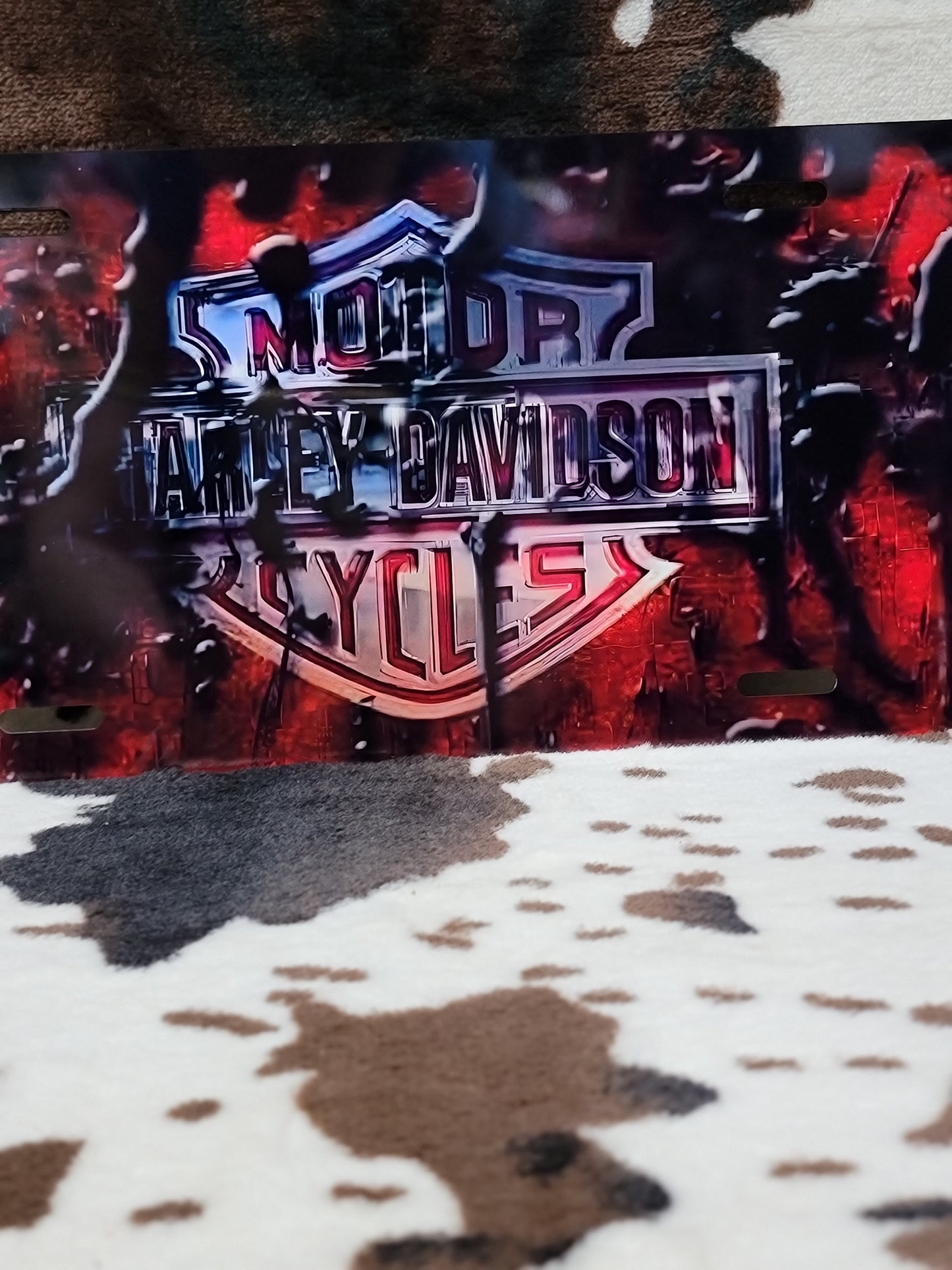 Harley Red Custom Handmade Car Tag License Plate