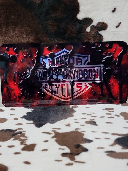 Harley Red Custom Handmade Car Tag License Plate