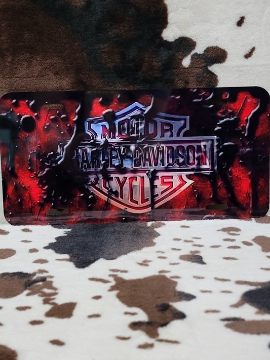 Harley Red Custom Handmade Car Tag License Plate