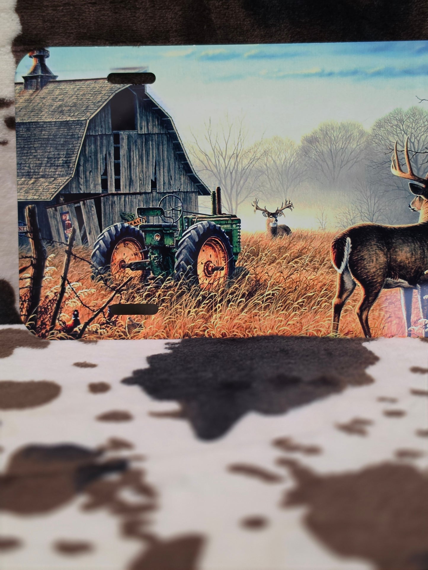 Deer On Farm Car Tag License Plate