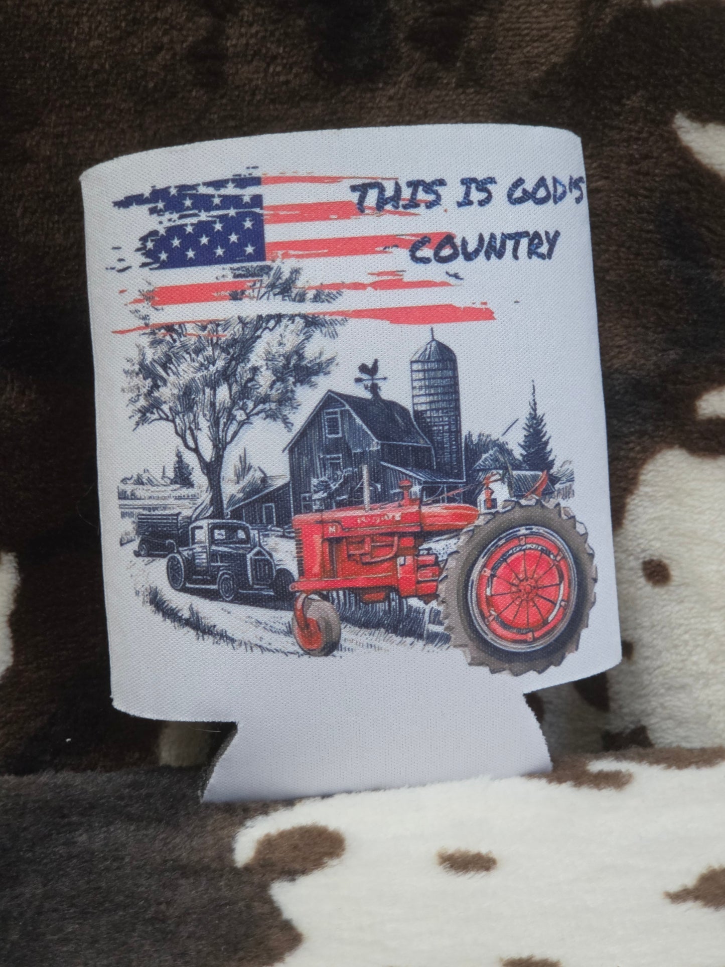 This Is Gods Country Flag Tractor Can Cooler Drink Holder Koozie