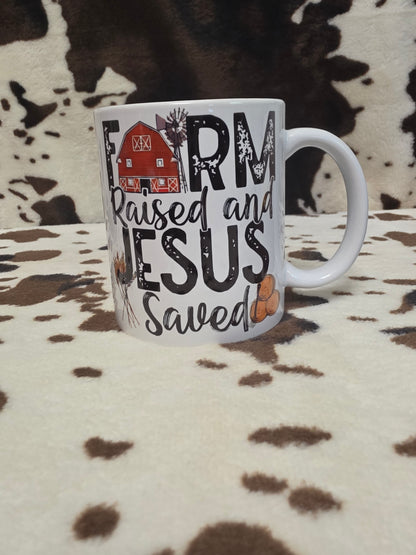 Farm Raised Jesus Saved 11oz Ceramic Coffee Mug