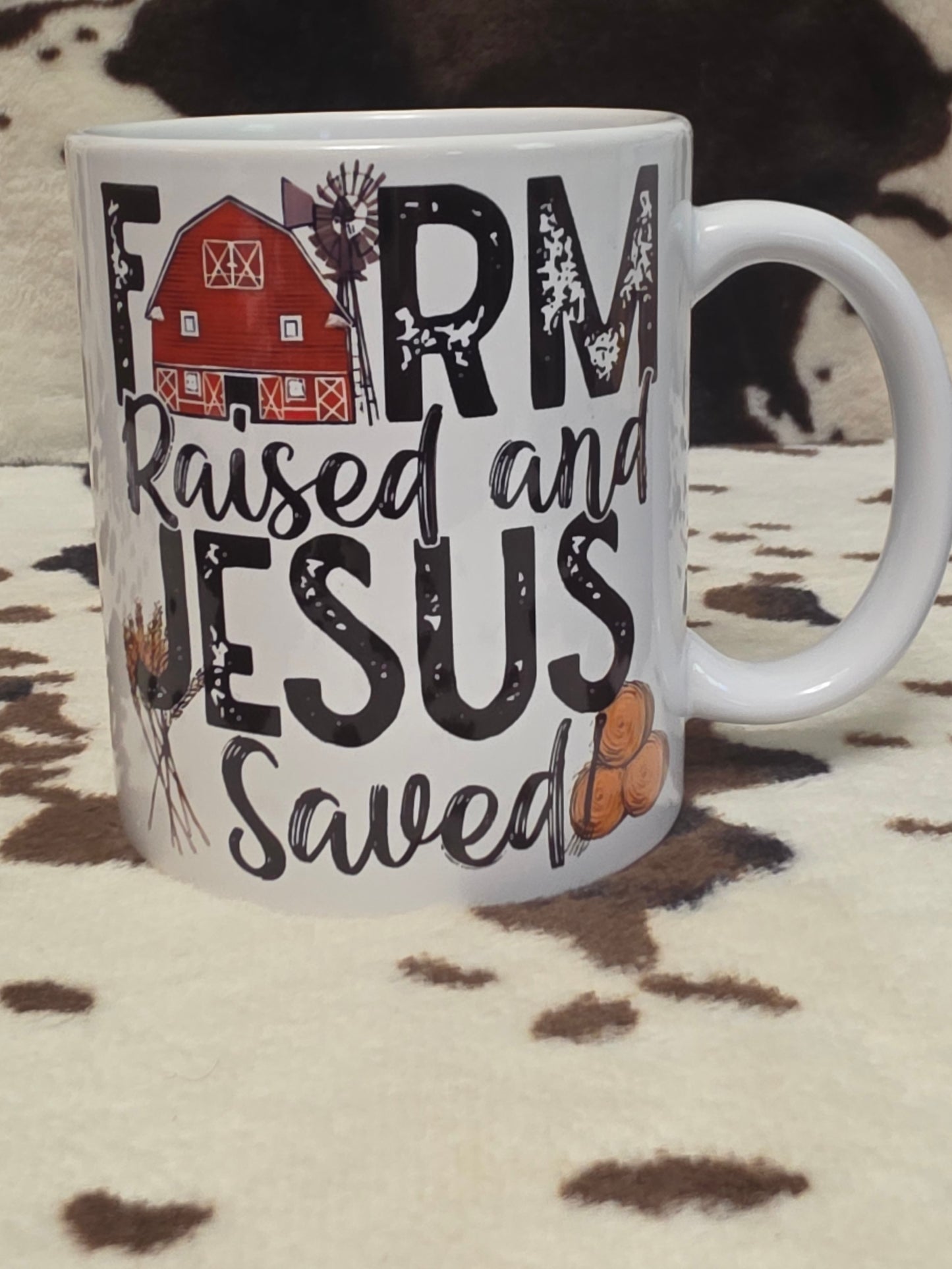 Farm Raised Jesus Saved 11oz Ceramic Coffee Mug