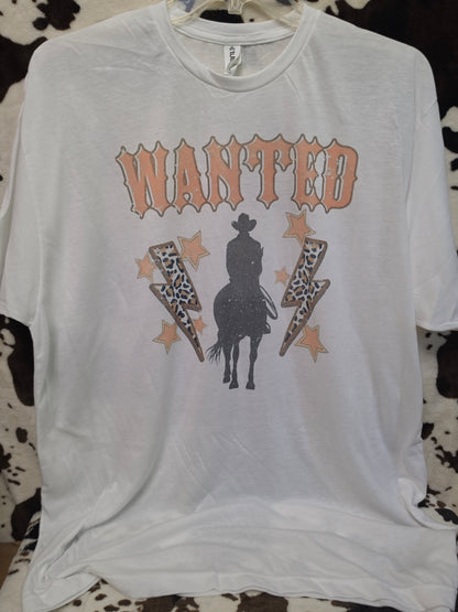 Wanted Cowboy Western Graphic T-Shirt