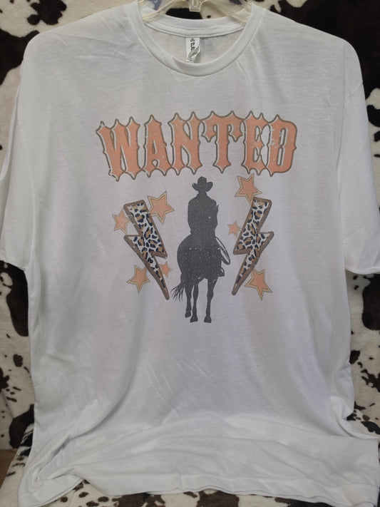 Wanted Cowboy Western Graphic T-Shirt