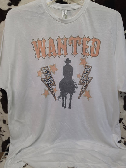 Wanted Cowboy Western Graphic T-Shirt