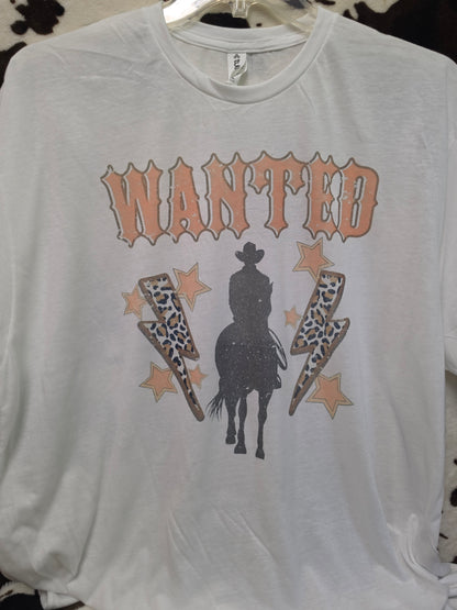 Wanted Cowboy Western Graphic T-Shirt