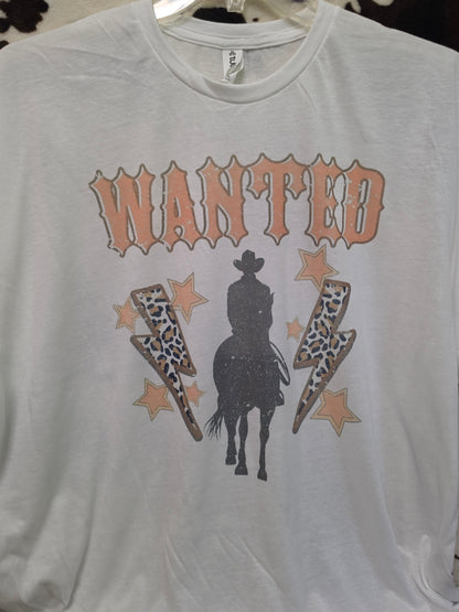Wanted Cowboy Western Graphic T-Shirt