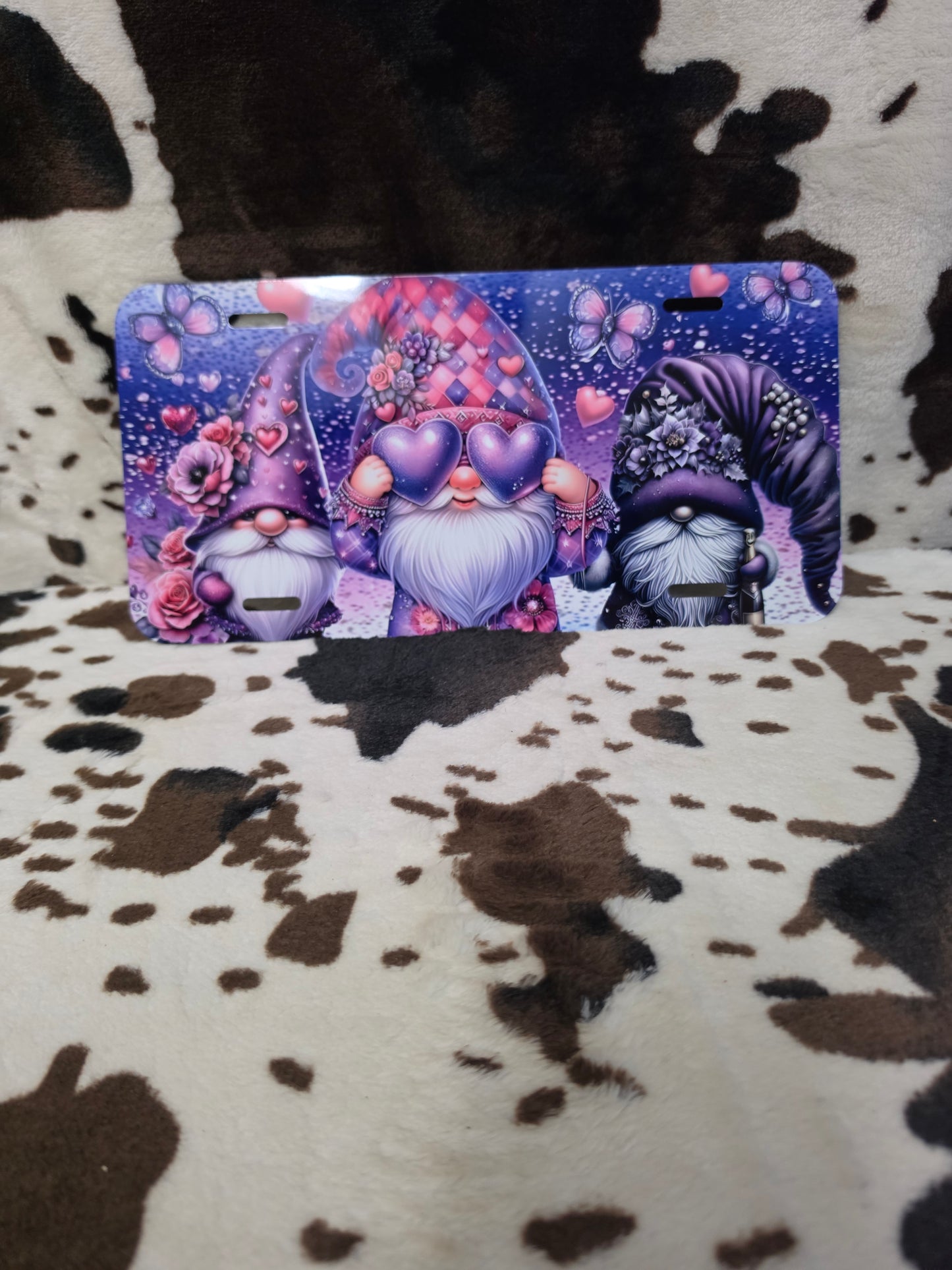 Gnomes Purple Custom Handmade Car Tag License Plate
