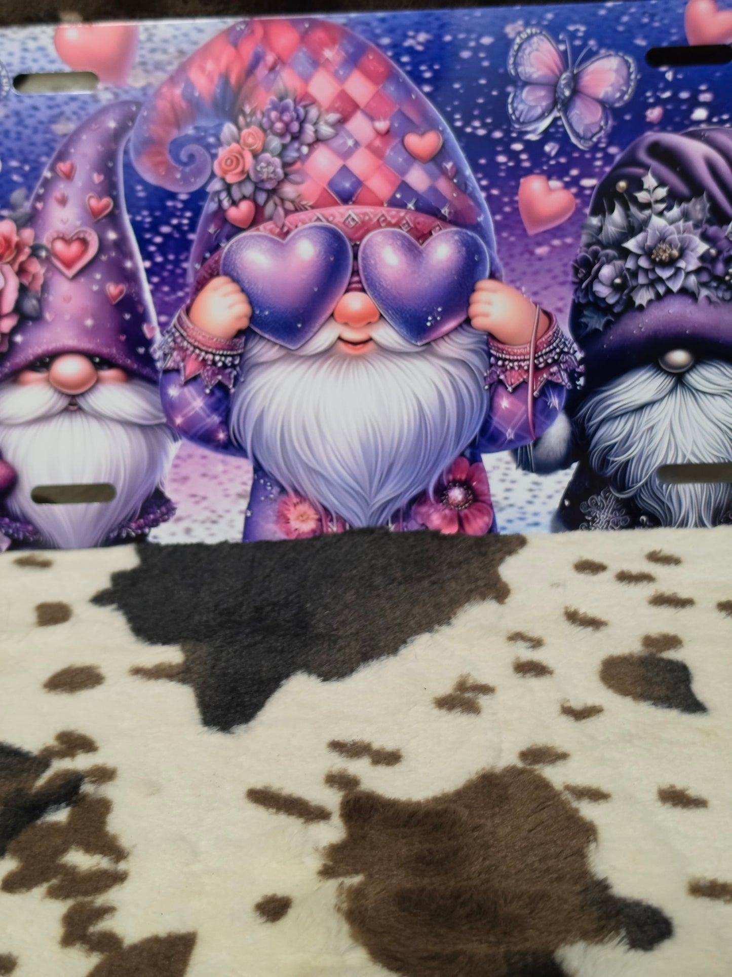 Gnomes Purple Custom Handmade Car Tag License Plate