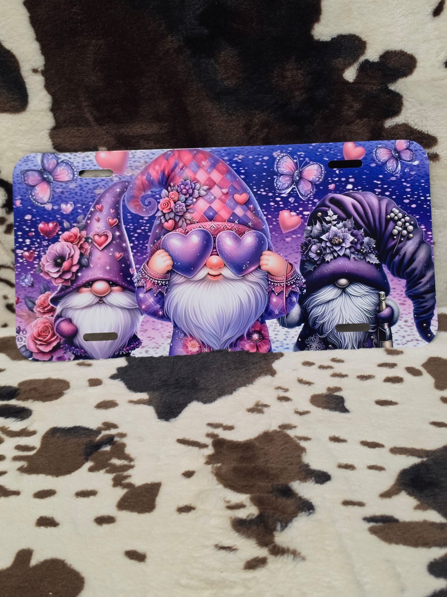 Gnomes Purple Custom Handmade Car Tag License Plate