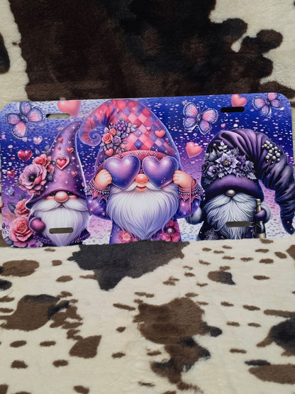Gnomes Purple Custom Handmade Car Tag License Plate