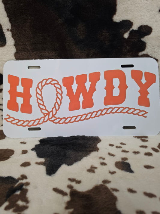 Howdy Western Custom Handmade Car Tag License Plate