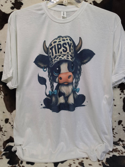 Tipsy Cow Western Funny Graphic Tee Shirt