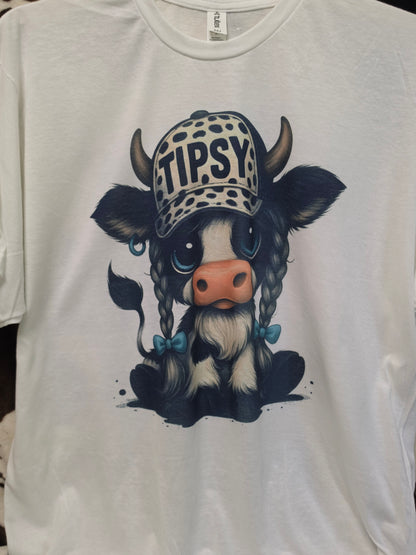 Tipsy Cow Western Funny Graphic Tee Shirt