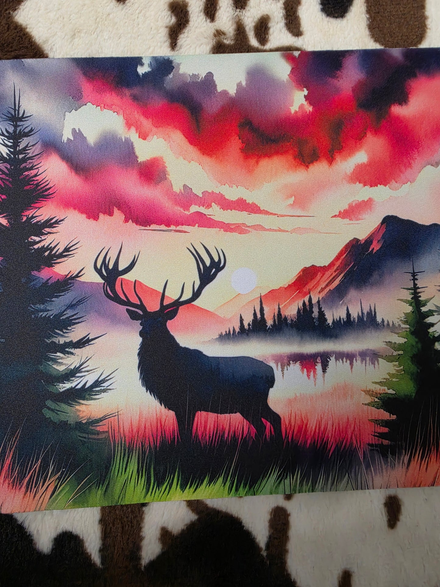 Deer Watercolor Mountains Mouse Pad