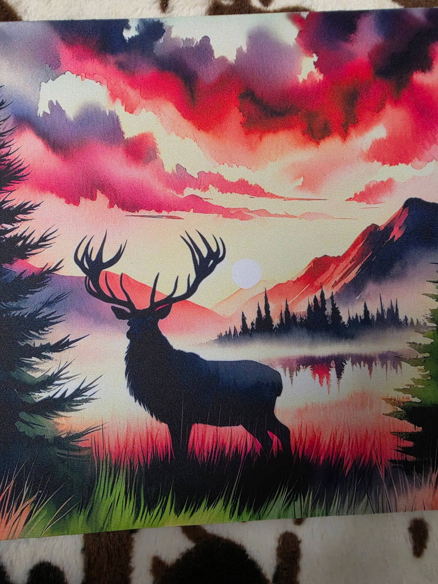 Deer Watercolor Mountains Mouse Pad