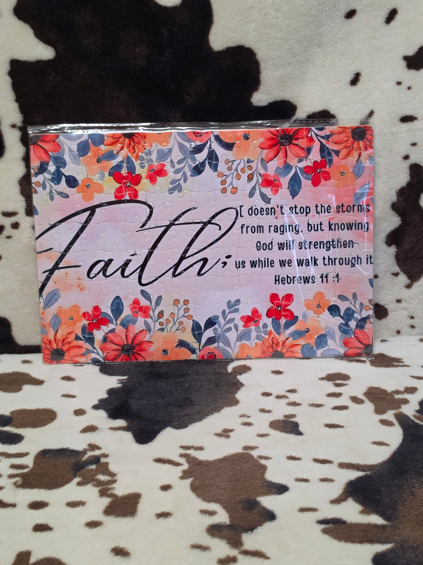 Faith Floral Quote 120 Piece Handmade Jigsaw Puzzle
