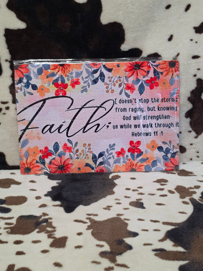 Faith Floral Quote 120 Piece Handmade Jigsaw Puzzle