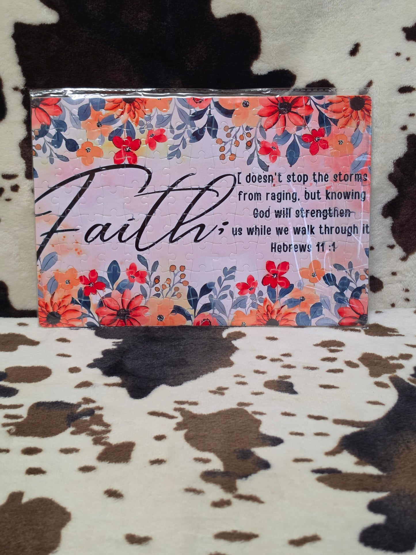Faith Floral Quote 120 Piece Handmade Jigsaw Puzzle