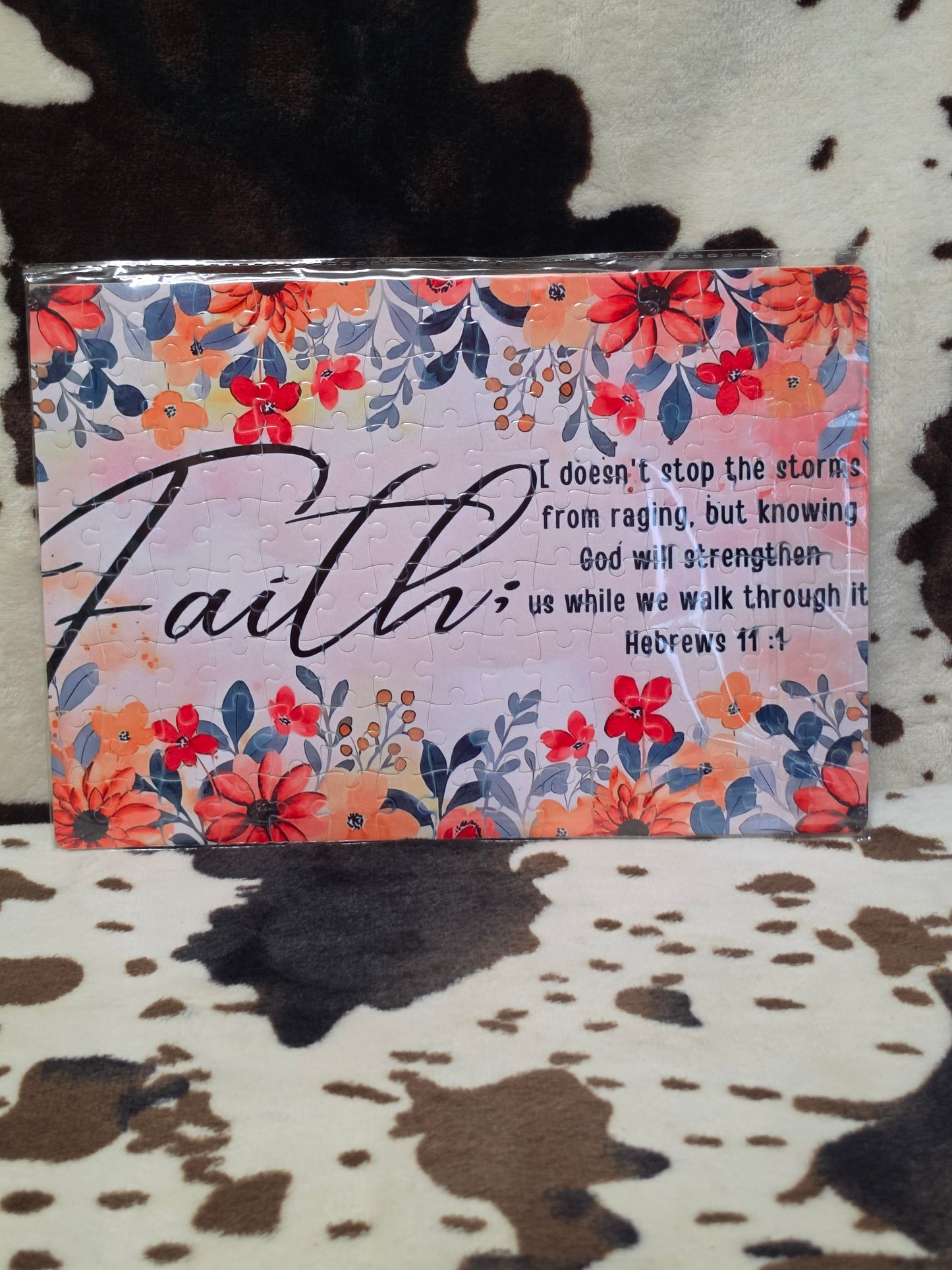 Faith Floral Quote 120 Piece Handmade Jigsaw Puzzle