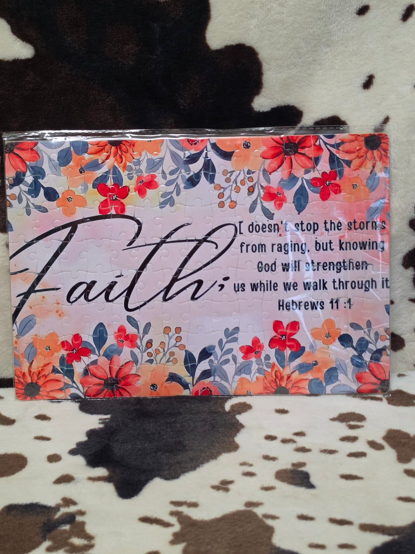 Faith Floral Quote 120 Piece Handmade Jigsaw Puzzle