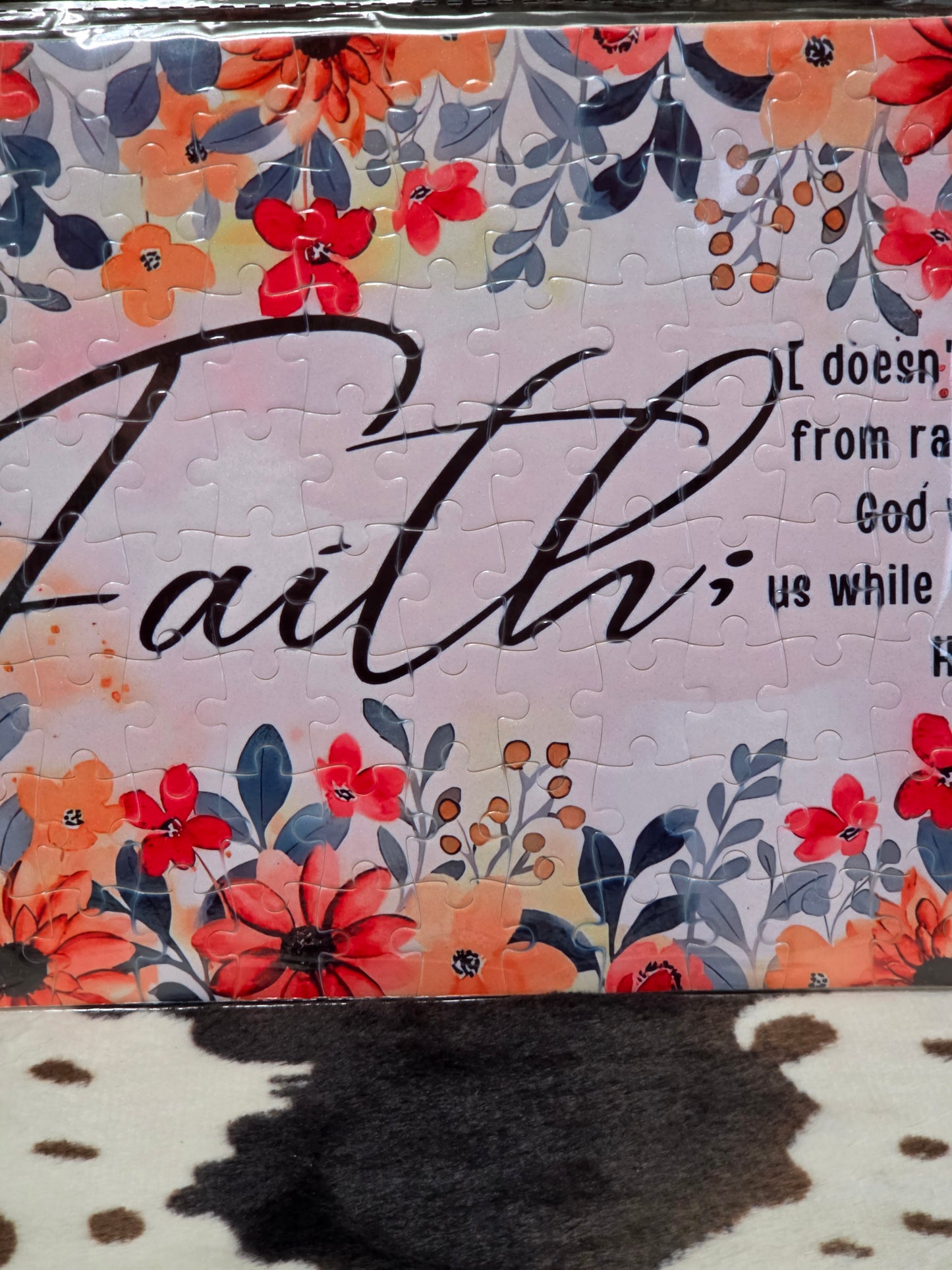 Faith Floral Quote 120 Piece Handmade Jigsaw Puzzle