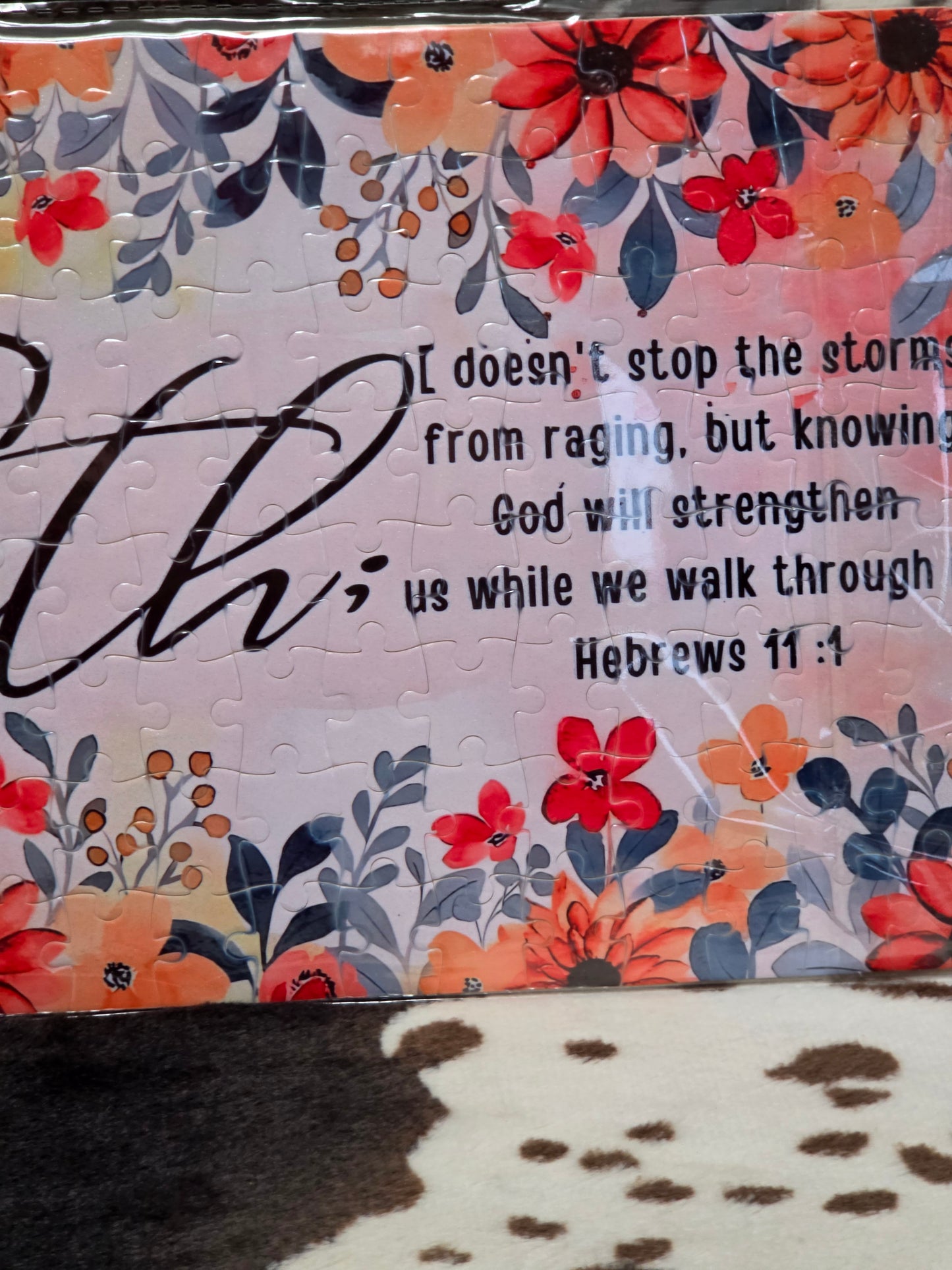 Faith Floral Quote 120 Piece Handmade Jigsaw Puzzle