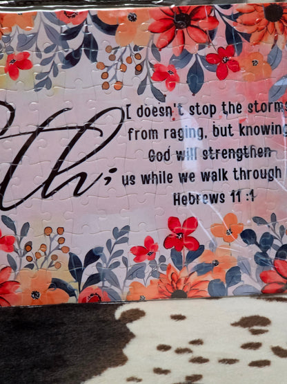 Faith Floral Quote 120 Piece Handmade Jigsaw Puzzle