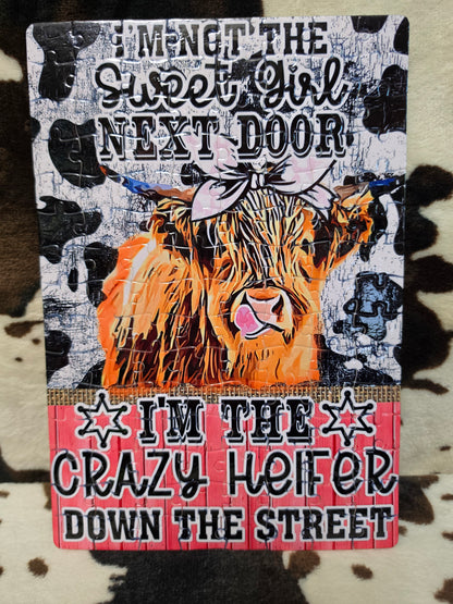 Crazy Heifer Down The Street Handmade Jigsaw Puzzle
